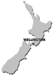 Map of New Zealand, with Wellington